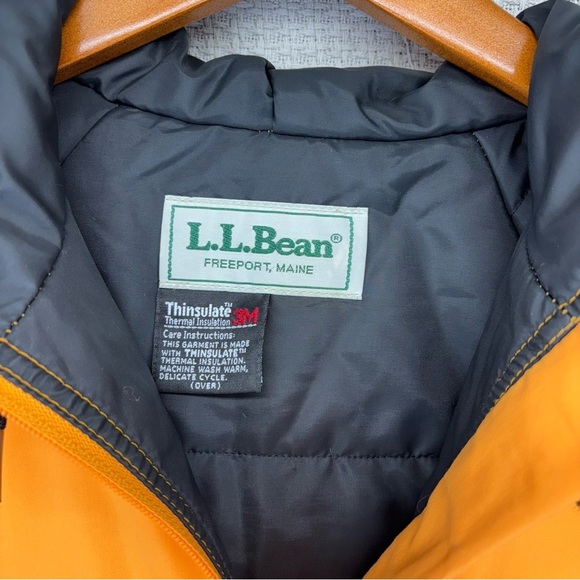 Vintage LL Bean Half Zip Pullover Thinsulate Jacket Women Small Orange Hooded - Picture 5 of 9